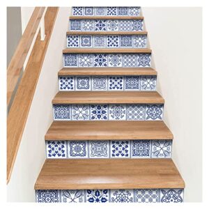 Tile Stickers Simple Blue White Stick on Tiles Bathroom PVC Self Adhesive Wall Tiles Kitchen Stick on Wall Tiles Waterproof Peel and Stick Floor Tiles Self Adhesive Tiles for Walls (Size : 15x15x10pc