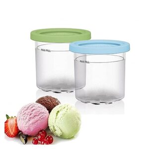 evanem 2/4/6pcs creami pints, for ninja creami cups,16 oz pint ice cream containers dishwasher safe,leak proof for nc301 nc300 nc299am series ice cream maker,blue+green-6pcs