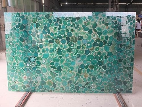 30 x 72 Inches Rectangle Shape Marble Dining Table for Home Decor Green Agate Stone Epoxy Art Restaurant Table from Indian Vintage Art and Crafts