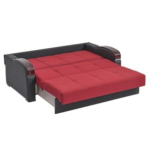 Sweethome Stores 74" Pull Bed with Storage, Firm, Fabric, 650 lbs Capacity, Sleeper Sofa, Futon for Living Room or Home Office Convertible Couch, DormirClack Sofabed, Red