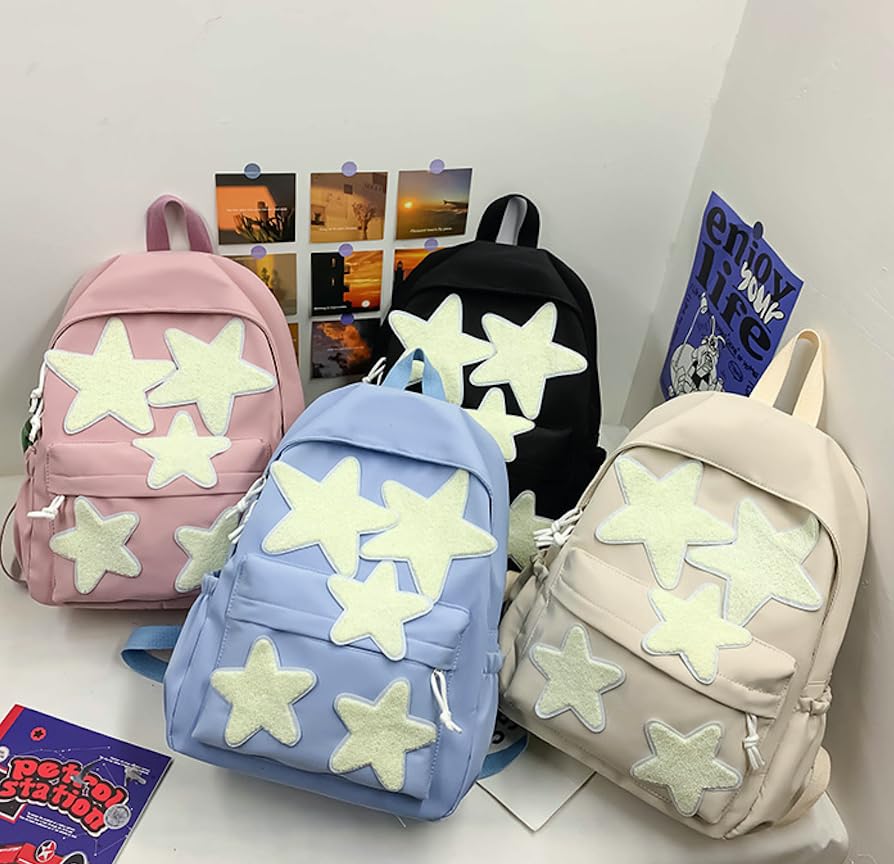 irLocy Star Backpack Y2K Backpack Preppy Backpack Aesthetic Backpack Kawaii Cute Back to College Preppy Y2K Accessories (pink)