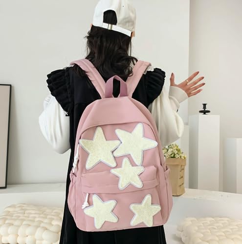 irLocy Star Backpack Y2K Backpack Preppy Backpack Aesthetic Backpack Kawaii Cute Back to College Preppy Y2K Accessories (pink)