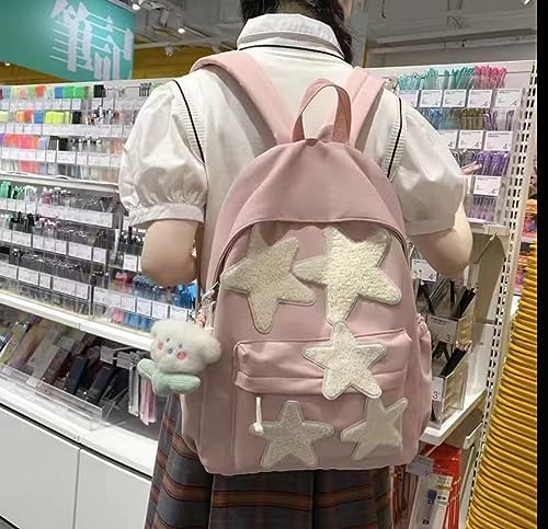 irLocy Star Backpack Y2K Backpack Preppy Backpack Aesthetic Backpack Kawaii Cute Back to College Preppy Y2K Accessories (pink)