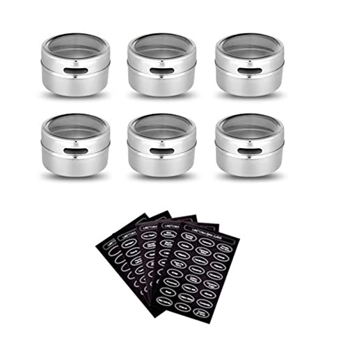 Utility Condiment Jar Magnetic Spice Tins Stainless Steel Spice Jar Set With Stickers Pepper Shakers Salt Pepper Set Seasoning Sprays Jars