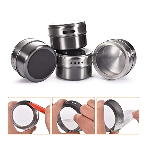 Utility Condiment Jar Magnetic Spice Tins Stainless Steel Spice Jar Set With Stickers Pepper Shakers Salt Pepper Set Seasoning Sprays Jars