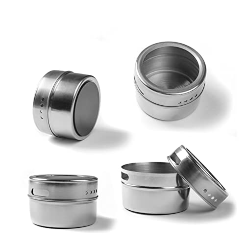 Utility Condiment Jar Magnetic Spice Tins Stainless Steel Spice Jar Set With Stickers Pepper Shakers Salt Pepper Set Seasoning Sprays Jars