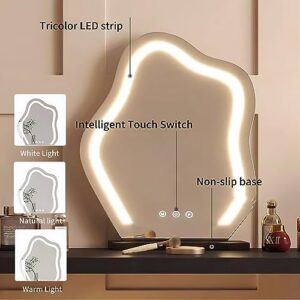 ZGNBSD LED Vanity Table Set - Elegant Vanity with Smart Makeup Mirror and LED Mood Light - Luxury Bedroom Makeup Vanity with Drawer & Chair for Her
