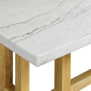 Pemberly Row Modern Rectangular White Marble Top Dining Table