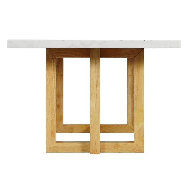 Pemberly Row Modern Rectangular White Marble Top Dining Table