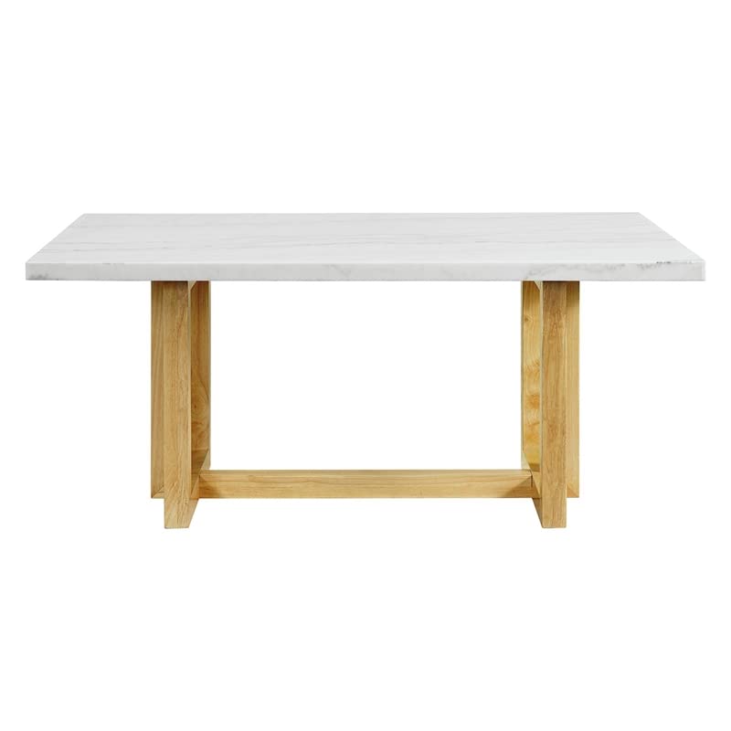Pemberly Row Modern Rectangular White Marble Top Dining Table