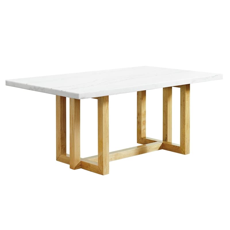 Pemberly Row Modern Rectangular White Marble Top Dining Table