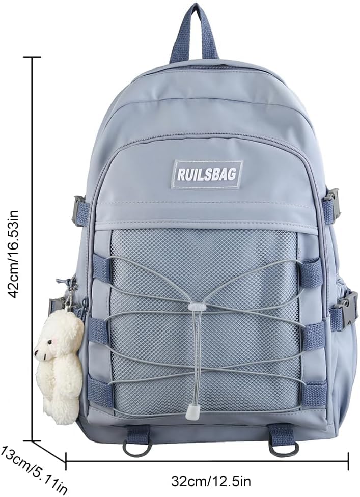 JIESIHAO Aesthetic Laptop Backpack Lightweight High-Capacity Nylon Travel Daypack for Women Cute Kawaii Backpack