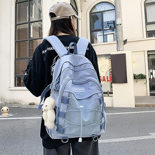 JIESIHAO Aesthetic Laptop Backpack Lightweight High-Capacity Nylon Travel Daypack for Women Cute Kawaii Backpack