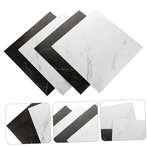 IWOWHERO 4pcs Marble Tile Stickers Marble Decor Adhesive Tile backsplash Bathroom Sticky Tiles Wall Sticker Decor Home Decoration Floor Decor Marble Floor Tile Sticker PVC Tile Sticker spc