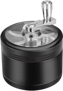 herb grinder, 2.5 inch 4 layers with zinc alloy manual handle grinder kitchen spice grinder