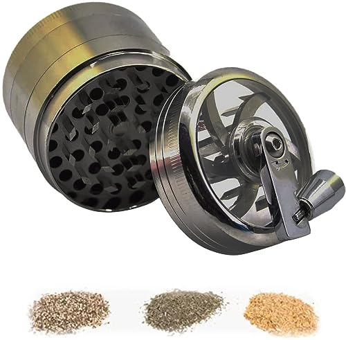 Herb Grinder, 2.5 inch 4 Layers with Zinc Alloy Manual Handle Grinder Kitchen Spice Grinder