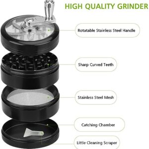 Herb Grinder, 2.5 inch 4 Layers with Zinc Alloy Manual Handle Grinder Kitchen Spice Grinder