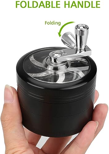 Herb Grinder, 2.5 inch 4 Layers with Zinc Alloy Manual Handle Grinder Kitchen Spice Grinder