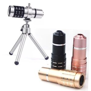 Abaodam Phone Stand Tripod Video Tripod cortinas inteligentes telephoto Lens Telephone Camera Lens kit 9 in 1 Cell Phone Video Lens Zoom Telescope Lens 12X Mobile Phone Lens Clip-on Suite