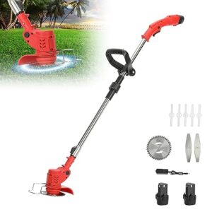 hopeup [us warehouse] cordless weed wacker, 12v 2000mah string trimmer with blade, electric weed eater battery powered, cordless brush cutter grass trimmer for lawn edger trimming lawn care us plug