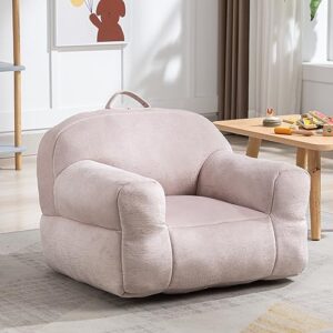 letesa kids bean bag chair, comfy velvet fabric beanbag chair, memory sponge filled bean bag for living room, bedroom, indoor, no assembly required (pink )