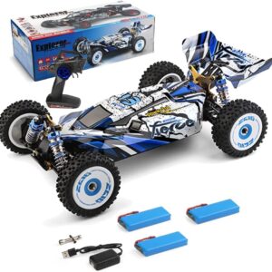 WLtoys 124016(V2) RC Car,Upgraded 3000mah Battery * 3, 75km/h Brushless Remote Control Car, 1:12 Scale Fast RC Cars & 2 Batteries, 4WD All Terrain Off Road RC Truck (WLtoys124017)