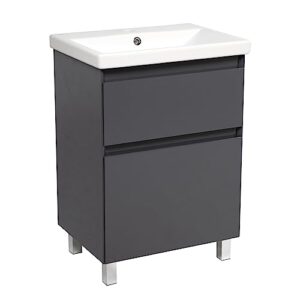 sample of cabinet finish | modern free standing bathroom vanity with washbasin | elit graphite gloss collection | non-toxic fire-resistant mdf-omega collection 32"