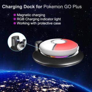 JOYJOM Carrying Case, Silicone Cover Case, Charging Docking Station for Pokemon GO PLUS PLUS +