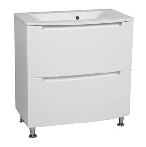 sample of cabinet finish | modern free standing bathroom vanity with washbasin | delux white hight gloss collection | non-toxic fire-resistant mdf-omega collection 32"