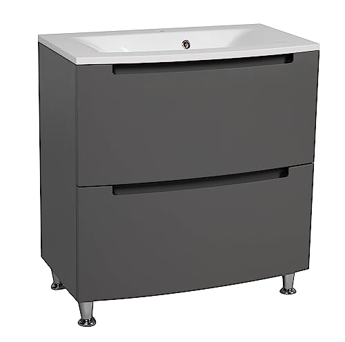 Sample of Cabinet Finish | Modern Free Standing Bathroom Vanity with Washbasin | Delux Gray Matte Collection | Non-Toxic Fire-Resistant MDF-Omega Collection 24"