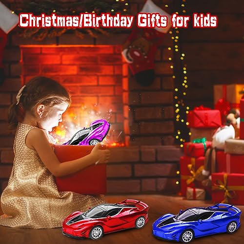 RC Cars-Remote Control Car for Girl, 2.4Ghz 1:18 Scale Electric Remote Toy Racing, with Led Lights Rechargeable High-Speed Hobby Toy Vehicle, RC Car Gifts for Age 3 4 5 6 7 8 9 Year Old Kids (Purple)