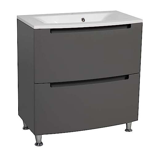 Sample of Cabinet Finish | Modern Free Standing Bathroom Vanity with Washbasin | Delux Gray Matte Collection | Non-Toxic Fire-Resistant MDF-Diamond Collection 40"