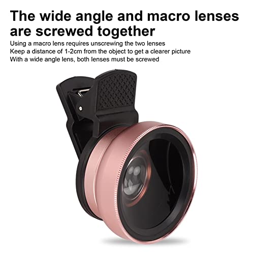 12.5X Macro Lens, Mobile Phone Lens Professional 2 in 1 for Tablets for Smartphone(Rose Gold)
