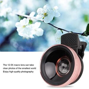 12.5X Macro Lens, Mobile Phone Lens Professional 2 in 1 for Tablets for Smartphone(Rose Gold)