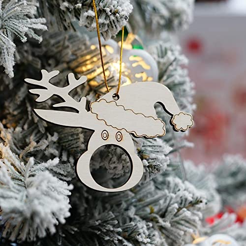 Jahhsay 6PCS Christmas Money Holder for Cash Gift, Wooden Money Card Hanging Decoration, Novelty Cash Holder Chocolate Storage Reindeer Christmas Tree Ornament