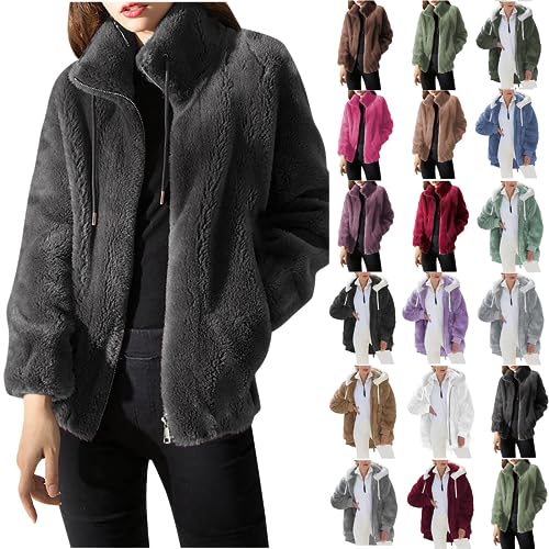 MRGIINRI Womens Fleece Hooded Coats 2023 Plus Size Zipper Winter Warm Long Sleeve Plush Hoodies Jacket Cardigan Sweaters