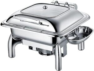 6 l chafing dish set, stainless steel buffet server warming tray with water pan & fuel holders, for restaurant catering parties weddings picnics food warmer (color : silver)