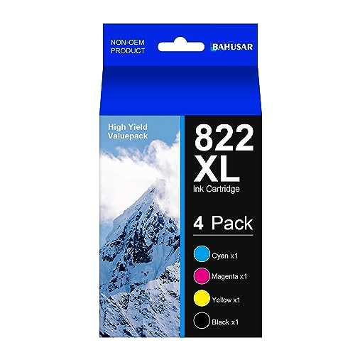 822XL Remanufactured Ink Cartridge Replacement for Epson 822XL 822 XL T822XL use for Epson Workforce Pro WF-3820 WF-4830 WF-4820 WF-4833 WF-4834 (1 Black, 1 Cyan, 1 Magenta, 1 Yellow) 4 Pack