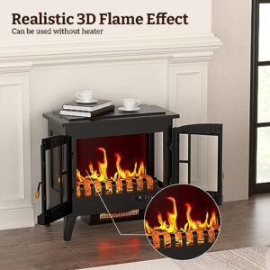 Electric Fireplace Stove, 23" Realistic Flame Effect Fireplace Heater, Indoor Freestanding Infrared Electric Stove Heater,Overheating Safety System,Thermostat, Portable 1000W/1500W