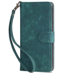 case compatible with infinix x6826b x6826c,leather case with card slot.wallet design,rfid protection.standable flip case green