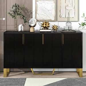 atghyurt console table, sideboard buffet cabinet with 4 doors, metal handles & legs and adjustable shelves, narrow long sofa table for living room/hallway/couch