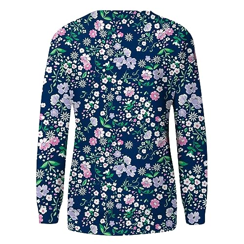Long Sleeve Tee Shirts for Women Ribbed T Shirts for Women Gifts for 18 Year Old Girl Womens Leopard Print Tops Pink Birthday Accessories Christmas Gidts for Women（3-Blue,3X-Large）