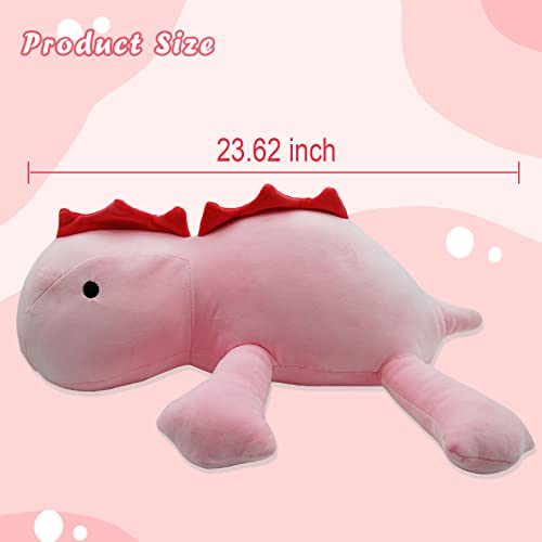 FRINNG Weighted Dinosaur Plush, 24" Stuffed Weighted Plush Toy Animal Dino Throws Pillow,Weighted Dinosaur Plushies Toys for Fans Kids Birthday Gift (Pink)