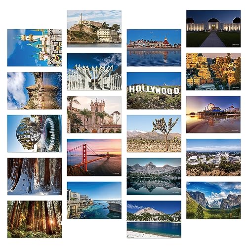 Dear Mapper Vintage United States California Landscape Postcards Pack 20pc/Set Postcards from Around the World Greeting Cards for Business World Travel Postcard for Mailing Decor Gift