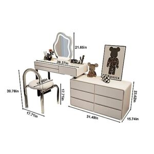 Attega Makeup Vanity Table Set, Dressing Table with Acrylic Stool & Large Storage Drawers, Modern Vanity Desk Set for Women Girls