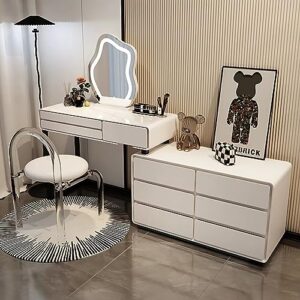 attega makeup vanity table set, dressing table with acrylic stool & large storage drawers, modern vanity desk set for women girls