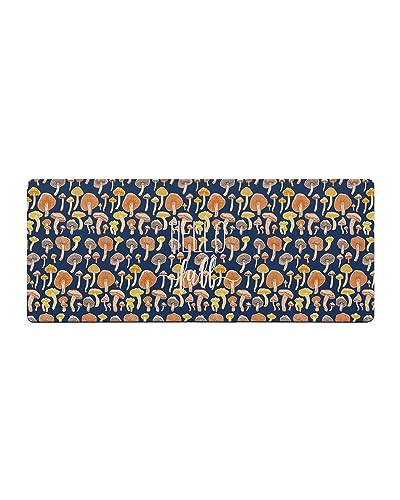 Multicolor Mushroom Bath Mat for Tub,Non Slip Bathroom Floor Runner Rug Quick Dry & Absorbent Diatomaceous Earth Shower Sink Kitchen Washable Doormat,Rustic Country Cartoon Fall Navy Blue 16"x47"