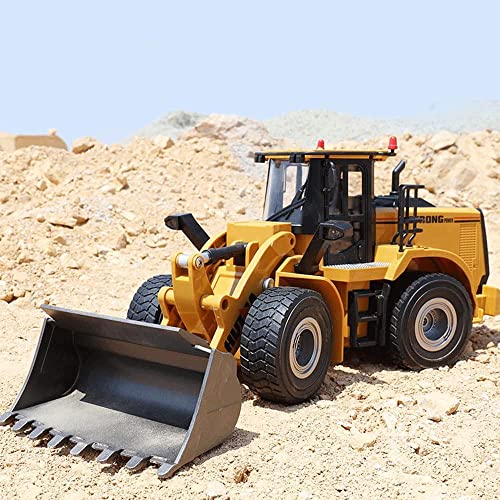 WESTN RC Bulldozer, 2.4Ghz 9 Channels RC Front Loader Toy, 1:24 Scale Full Function RC Bulldozer Construction Vehicle with Alloy Shovel, Suitable for Children's Festival Gifts