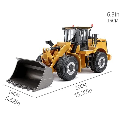 WESTN RC Bulldozer, 2.4Ghz 9 Channels RC Front Loader Toy, 1:24 Scale Full Function RC Bulldozer Construction Vehicle with Alloy Shovel, Suitable for Children's Festival Gifts