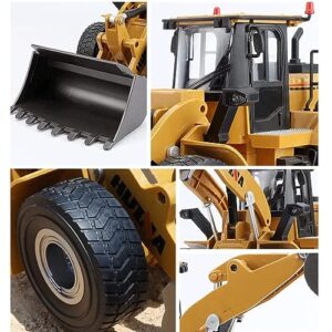 WESTN RC Bulldozer, 2.4Ghz 9 Channels RC Front Loader Toy, 1:24 Scale Full Function RC Bulldozer Construction Vehicle with Alloy Shovel, Suitable for Children's Festival Gifts